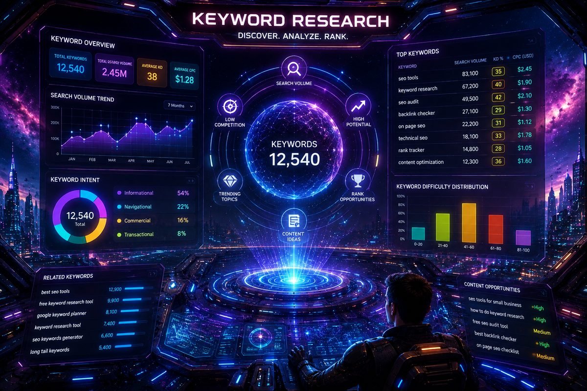 Keyword Research dashboard overview